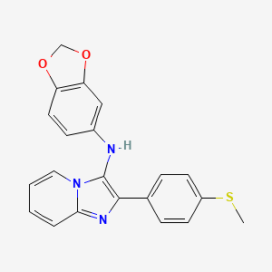 molecular formula C21H17N3O2S B11447577 N-(1,3-benzodioxol-5-yl)-2-[4-(methylsulfanyl)phenyl]imidazo[1,2-a]pyridin-3-amine 