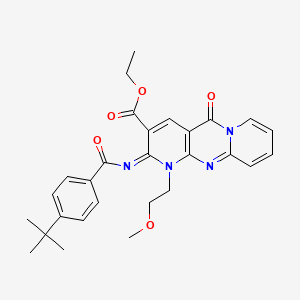 molecular formula C28H30N4O5 B11447584 ethyl 6-(4-tert-butylbenzoyl)imino-7-(2-methoxyethyl)-2-oxo-1,7,9-triazatricyclo[8.4.0.03,8]tetradeca-3(8),4,9,11,13-pentaene-5-carboxylate 