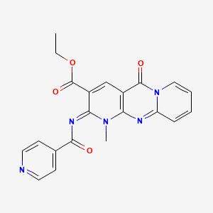 molecular formula C21H17N5O4 B11447590 ethyl 7-methyl-2-oxo-6-(pyridine-4-carbonylimino)-1,7,9-triazatricyclo[8.4.0.03,8]tetradeca-3(8),4,9,11,13-pentaene-5-carboxylate 