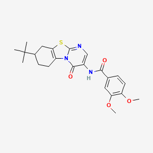 molecular formula C23H27N3O4S B11447597 N-(8-tert-butyl-4-oxo-6,7,8,9-tetrahydro-4H-pyrimido[2,1-b][1,3]benzothiazol-3-yl)-3,4-dimethoxybenzamide 