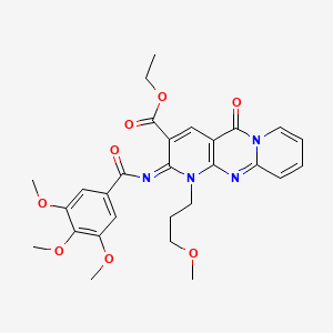 molecular formula C28H30N4O8 B11447606 ethyl 7-(3-methoxypropyl)-2-oxo-6-(3,4,5-trimethoxybenzoyl)imino-1,7,9-triazatricyclo[8.4.0.03,8]tetradeca-3(8),4,9,11,13-pentaene-5-carboxylate 