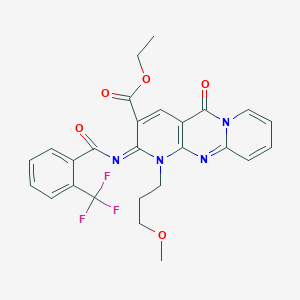 molecular formula C26H23F3N4O5 B11447676 ethyl 7-(3-methoxypropyl)-2-oxo-6-[2-(trifluoromethyl)benzoyl]imino-1,7,9-triazatricyclo[8.4.0.03,8]tetradeca-3(8),4,9,11,13-pentaene-5-carboxylate 