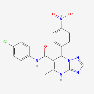 molecular formula C19H15ClN6O3 B11447758 N-(4-chlorophenyl)-5-methyl-7-(4-nitrophenyl)-4,7-dihydro[1,2,4]triazolo[1,5-a]pyrimidine-6-carboxamide 