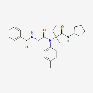molecular formula C26H33N3O3 B11447805 N-(phenylcarbonyl)glycyl-N-cyclopentyl-N~2~-(4-methylphenyl)isovalinamide CAS No. 5839-47-4