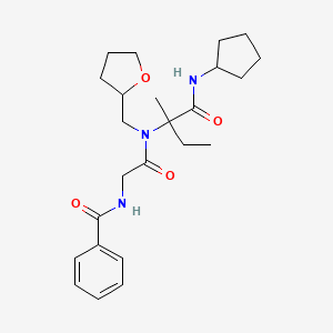 molecular formula C24H35N3O4 B11447808 N-(phenylcarbonyl)glycyl-N-cyclopentyl-N~2~-(tetrahydrofuran-2-ylmethyl)isovalinamide 