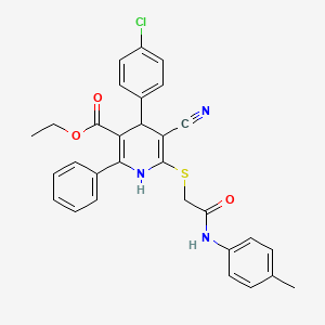 molecular formula C30H26ClN3O3S B11447848 Ethyl 4-(4-chlorophenyl)-5-cyano-6-({2-[(4-methylphenyl)amino]-2-oxoethyl}sulfanyl)-2-phenyl-1,4-dihydropyridine-3-carboxylate 