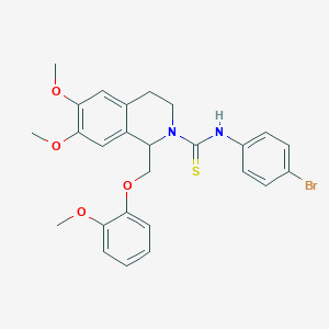 molecular formula C26H27BrN2O4S B11447870 N-(4-bromophenyl)-6,7-dimethoxy-1-((2-methoxyphenoxy)methyl)-3,4-dihydroisoquinoline-2(1H)-carbothioamide 