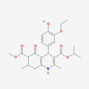molecular formula C25H31NO7 B11447917 6-Methyl 3-propan-2-yl 4-(3-ethoxy-4-hydroxyphenyl)-2,7-dimethyl-5-oxo-1,4,5,6,7,8-hexahydroquinoline-3,6-dicarboxylate CAS No. 1005275-99-9