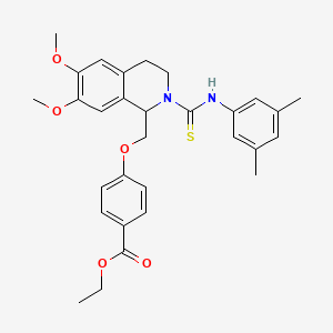 molecular formula C30H34N2O5S B11447936 Ethyl 4-({2-[(3,5-dimethylphenyl)carbamothioyl]-6,7-dimethoxy-1,2,3,4-tetrahydroisoquinolin-1-YL}methoxy)benzoate 