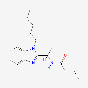 molecular formula C18H27N3O B11448026 N-[1-(1-pentyl-1H-benzimidazol-2-yl)ethyl]butanamide 