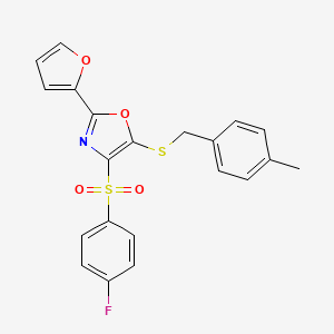 molecular formula C21H16FNO4S2 B11448051 4-[(4-Fluorophenyl)sulfonyl]-2-(2-furyl)-5-[(4-methylbenzyl)thio]-1,3-oxazole 