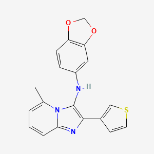 molecular formula C19H15N3O2S B11448065 N-(1,3-benzodioxol-5-yl)-5-methyl-2-(thiophen-3-yl)imidazo[1,2-a]pyridin-3-amine 