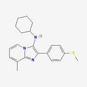 molecular formula C21H25N3S B11448099 N-cyclohexyl-8-methyl-2-[4-(methylsulfanyl)phenyl]imidazo[1,2-a]pyridin-3-amine 