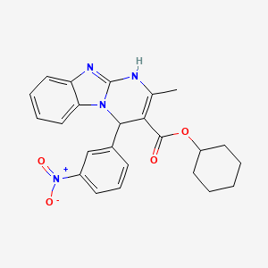 molecular formula C24H24N4O4 B11448101 Cyclohexyl 2-methyl-4-(3-nitrophenyl)-1,4-dihydropyrimido[1,2-a]benzimidazole-3-carboxylate 