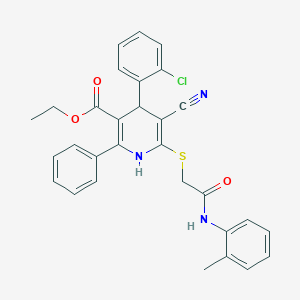 molecular formula C30H26ClN3O3S B11448170 Ethyl 4-(2-chlorophenyl)-5-cyano-6-({2-[(2-methylphenyl)amino]-2-oxoethyl}sulfanyl)-2-phenyl-1,4-dihydropyridine-3-carboxylate 