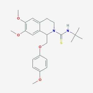 molecular formula C24H32N2O4S B11448178 N-(tert-butyl)-6,7-dimethoxy-1-((4-methoxyphenoxy)methyl)-3,4-dihydroisoquinoline-2(1H)-carbothioamide 