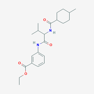 molecular formula C22H32N2O4 B11448260 ethyl 3-({N-[(4-methylcyclohexyl)carbonyl]valyl}amino)benzoate 