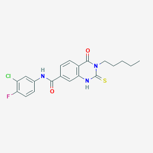 molecular formula C20H19ClFN3O2S B11448398 N-(3-chloro-4-fluorophenyl)-4-oxo-3-pentyl-2-sulfanylidene-1H-quinazoline-7-carboxamide 