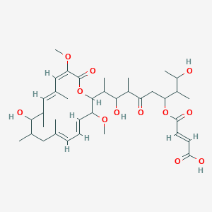 molecular formula C37H56O12 B114484 (E)-4-[2,8-dihydroxy-9-[(4Z,6E,12E,14E)-10-hydroxy-3,15-dimethoxy-7,9,11,13-tetramethyl-16-oxo-1-oxacyclohexadeca-4,6,12,14-tetraen-2-yl]-3,7-dimethyl-6-oxodecan-4-yl]oxy-4-oxobut-2-enoic acid CAS No. 142386-68-3