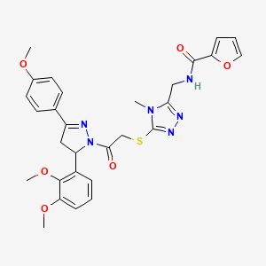 molecular formula C29H30N6O6S B11448407 N-((5-((2-(5-(2,3-dimethoxyphenyl)-3-(4-methoxyphenyl)-4,5-dihydro-1H-pyrazol-1-yl)-2-oxoethyl)thio)-4-methyl-4H-1,2,4-triazol-3-yl)methyl)furan-2-carboxamide 