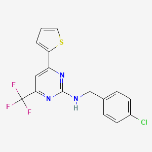 molecular formula C16H11ClF3N3S B11448428 N-(4-chlorobenzyl)-4-(thiophen-2-yl)-6-(trifluoromethyl)pyrimidin-2-amine 