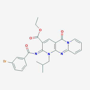 molecular formula C25H23BrN4O4 B11448429 ethyl 6-(3-bromobenzoyl)imino-7-(2-methylpropyl)-2-oxo-1,7,9-triazatricyclo[8.4.0.03,8]tetradeca-3(8),4,9,11,13-pentaene-5-carboxylate 