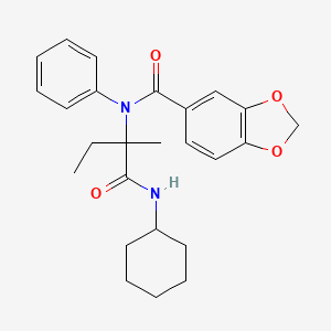 molecular formula C25H30N2O4 B11448574 N-[1-(cyclohexylamino)-2-methyl-1-oxobutan-2-yl]-N-phenyl-1,3-benzodioxole-5-carboxamide 