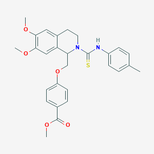 molecular formula C28H30N2O5S B11448588 Methyl 4-((6,7-dimethoxy-2-(p-tolylcarbamothioyl)-1,2,3,4-tetrahydroisoquinolin-1-yl)methoxy)benzoate 