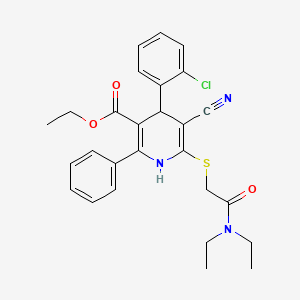 molecular formula C27H28ClN3O3S B11448810 Ethyl 4-(2-chlorophenyl)-5-cyano-6-{[2-(diethylamino)-2-oxoethyl]sulfanyl}-2-phenyl-1,4-dihydropyridine-3-carboxylate 