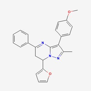 molecular formula C24H21N3O2 B11448848 7-(Furan-2-yl)-3-(4-methoxyphenyl)-2-methyl-5-phenyl-6,7-dihydropyrazolo[1,5-a]pyrimidine 