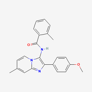 molecular formula C23H21N3O2 B11448975 N-[2-(4-methoxyphenyl)-7-methylimidazo[1,2-a]pyridin-3-yl]-2-methylbenzamide 