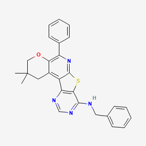 molecular formula C27H24N4OS B11449037 N-benzyl-4,4-dimethyl-8-phenyl-6-oxa-11-thia-9,14,16-triazatetracyclo[8.7.0.02,7.012,17]heptadeca-1,7,9,12(17),13,15-hexaen-13-amine 