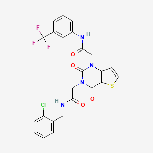 molecular formula C24H18ClF3N4O4S B11449154 N-[(2-chlorophenyl)methyl]-2-[2,4-dioxo-1-({[3-(trifluoromethyl)phenyl]carbamoyl}methyl)-1H,2H,3H,4H-thieno[3,2-d]pyrimidin-3-yl]acetamide 