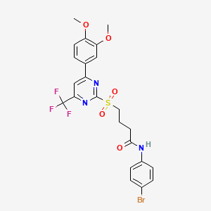 molecular formula C23H21BrF3N3O5S B11449202 N-(4-bromophenyl)-4-{[4-(3,4-dimethoxyphenyl)-6-(trifluoromethyl)pyrimidin-2-yl]sulfonyl}butanamide 