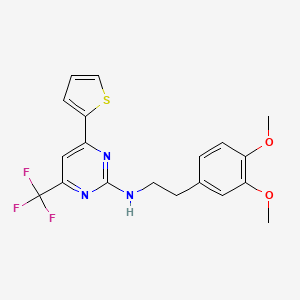 molecular formula C19H18F3N3O2S B11449316 N-[2-(3,4-dimethoxyphenyl)ethyl]-4-(thiophen-2-yl)-6-(trifluoromethyl)pyrimidin-2-amine 