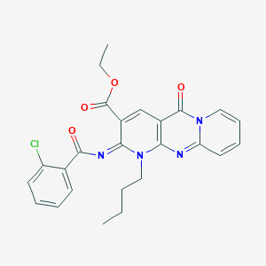 molecular formula C25H23ClN4O4 B11449363 ethyl 7-butyl-6-(2-chlorobenzoyl)imino-2-oxo-1,7,9-triazatricyclo[8.4.0.03,8]tetradeca-3(8),4,9,11,13-pentaene-5-carboxylate 