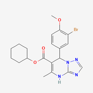 molecular formula C20H23BrN4O3 B11449453 Cyclohexyl 7-(3-bromo-4-methoxyphenyl)-5-methyl-4,7-dihydro[1,2,4]triazolo[1,5-a]pyrimidine-6-carboxylate 