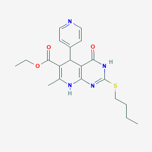 molecular formula C20H24N4O3S B11449519 Ethyl 2-(butylsulfanyl)-7-methyl-4-oxo-5-(pyridin-4-yl)-3,4,5,8-tetrahydropyrido[2,3-d]pyrimidine-6-carboxylate 
