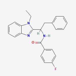 molecular formula C24H22FN3O B11449588 N-[1-(1-ethyl-1H-benzimidazol-2-yl)-2-phenylethyl]-4-fluorobenzamide 