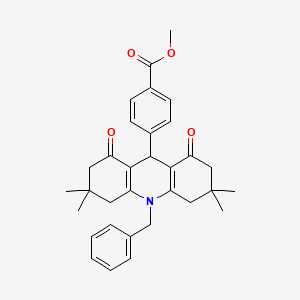 molecular formula C32H35NO4 B11449606 Methyl 4-(10-benzyl-3,3,6,6-tetramethyl-1,8-dioxo-1,2,3,4,5,6,7,8,9,10-decahydroacridin-9-yl)benzoate 