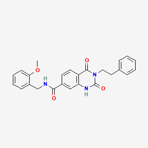 molecular formula C25H23N3O4 B11449608 N-(2-methoxybenzyl)-2,4-dioxo-3-phenethyl-1,2,3,4-tetrahydroquinazoline-7-carboxamide 