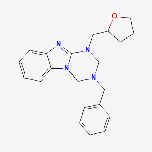 molecular formula C21H24N4O B11449618 3-Benzyl-1-(tetrahydrofuran-2-ylmethyl)-1,2,3,4-tetrahydro[1,3,5]triazino[1,2-a]benzimidazole 