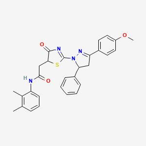 molecular formula C29H28N4O3S B11449738 N-(2,3-dimethylphenyl)-2-{2-[3-(4-methoxyphenyl)-5-phenyl-4,5-dihydro-1H-pyrazol-1-yl]-4-oxo-4,5-dihydro-1,3-thiazol-5-yl}acetamide 