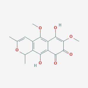 molecular formula C17H16O7 B114498 6,10-dihydroxy-5,7-dimethoxy-1,3-dimethyl-1H-benzo[g]isochromene-8,9-dione CAS No. 149183-65-3