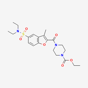 molecular formula C21H29N3O6S B11449907 Ethyl 4-[5-(diethylsulfamoyl)-3-methyl-1-benzofuran-2-carbonyl]piperazine-1-carboxylate 