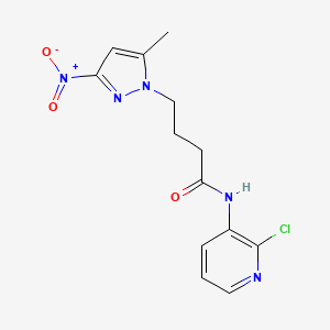 molecular formula C13H14ClN5O3 B11449998 N-(2-chloropyridin-3-yl)-4-(5-methyl-3-nitro-1H-pyrazol-1-yl)butanamide 