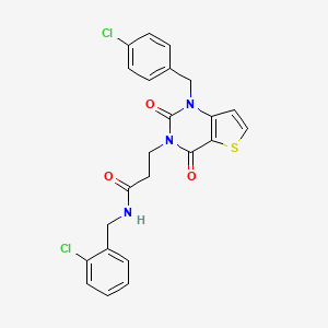 molecular formula C23H19Cl2N3O3S B11450079 N-[(2-chlorophenyl)methyl]-3-[1-[(4-chlorophenyl)methyl]-2,4-dioxothieno[3,2-d]pyrimidin-3-yl]propanamide 