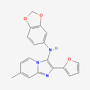 molecular formula C19H15N3O3 B11450108 N-(1,3-benzodioxol-5-yl)-2-(furan-2-yl)-7-methylimidazo[1,2-a]pyridin-3-amine 