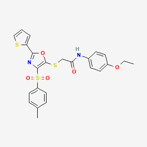 molecular formula C24H22N2O5S3 B11450219 N-(4-ethoxyphenyl)-2-({4-[(4-methylphenyl)sulfonyl]-2-(thiophen-2-yl)-1,3-oxazol-5-yl}sulfanyl)acetamide 