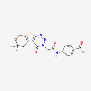 molecular formula C21H22N4O4S B11450255 N-(4-acetylphenyl)-2-(12-ethyl-12-methyl-3-oxo-11-oxa-8-thia-4,5,6-triazatricyclo[7.4.0.02,7]trideca-1(9),2(7),5-trien-4-yl)acetamide 